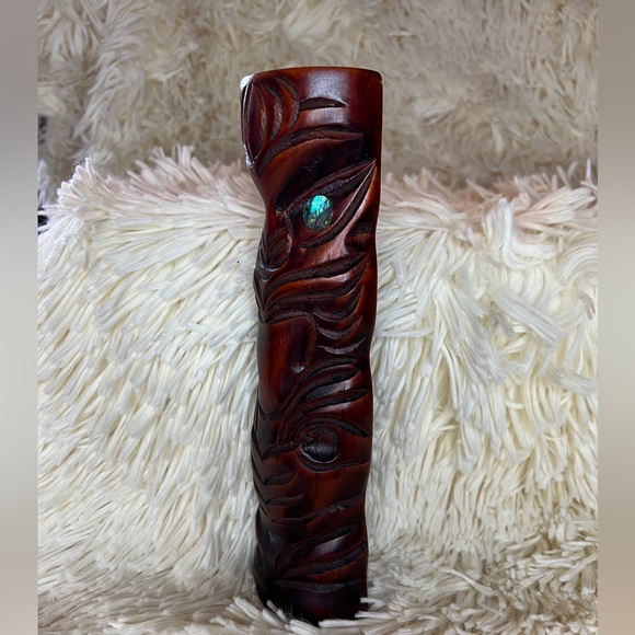NUMBERED Hand Carved Teko Teko Wood Figure Rotorua, New Zealand Paua Shell Eyes - Picture 6 of 13